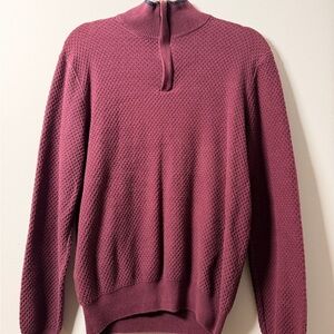 Perry Ellis Men's Burgundy Zip-Up Sweater